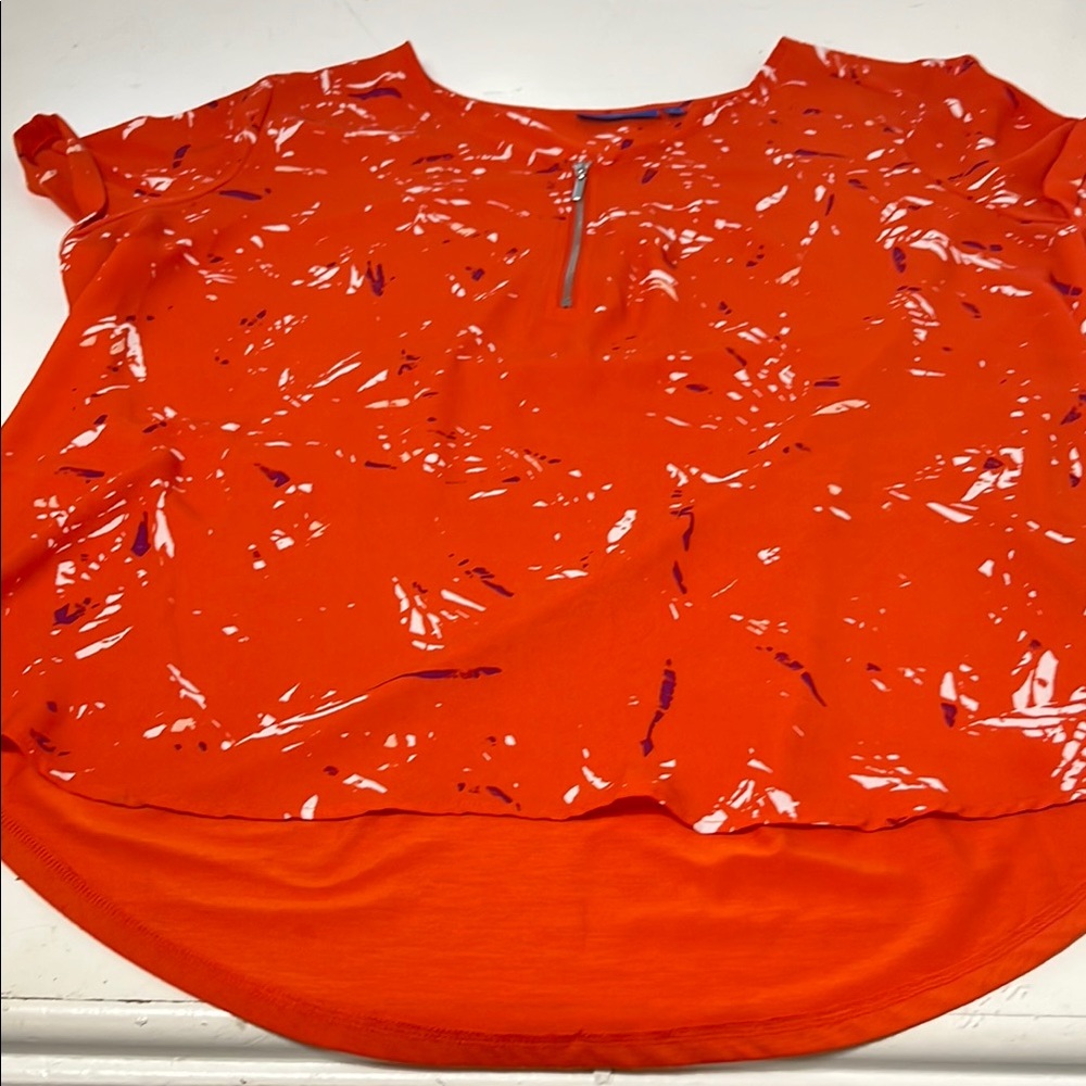 Apt. 9 Orange Blouse with White and Purple Accents Sz XL